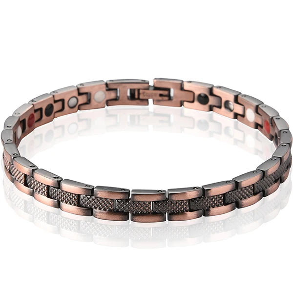 Retro Red Copper Magnetic Therapy Bracelet for Men Women 6MM Wide