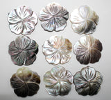 6PCS 35mm Shell Carved Flower Pendant for Jewelry Making