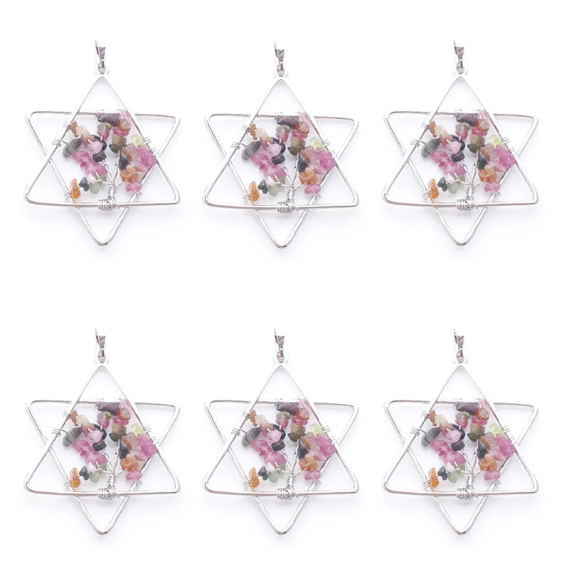 6Pc Tourmaline Stone Tree Of Life Pendants TN3806