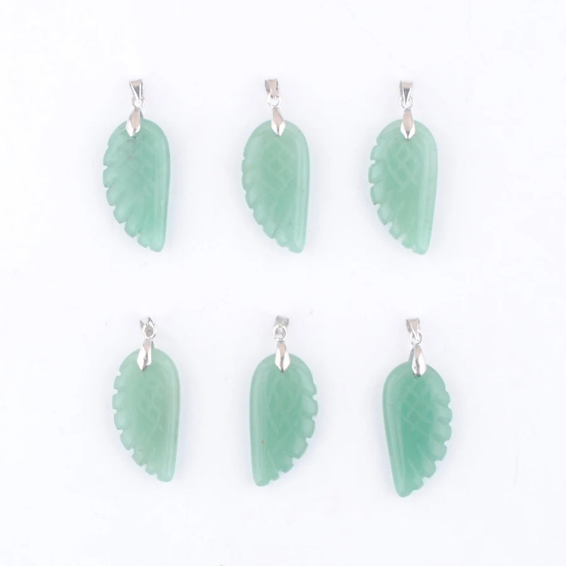 6Pcs Aventurine Angel Wings Pendants for Women Jewelry Making