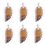 6Pcs Tiger's Eye Angel Wings Pendants for Jewelry Making