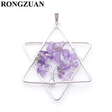 6Pcs Amethyst Tree of Life Pendants Chakra Reiki Star Jewelry