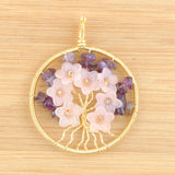 6Pcs 7 Chakra Tree Of Life Copper Wrapped Charms