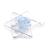 6Pcs Aquamarine Tree Of Life Star Pendants Wire Wrapped for Jewelry Making