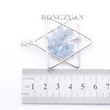6Pcs Aquamarine Tree Of Life Star Pendants Wire Wrapped for Jewelry Making