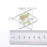 6Pcs Tree of Life Pendants Natural Gem Chips Olivine Chakra Reiki Star Merkaba