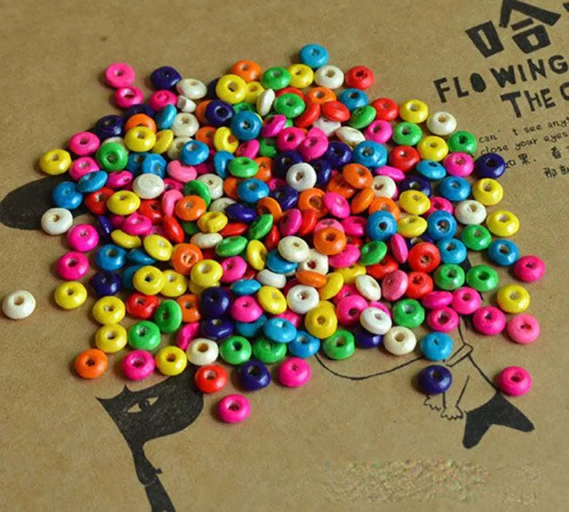 500pcs Multicolor Wooden Wheel Spacer Beads Children DIY Accessory