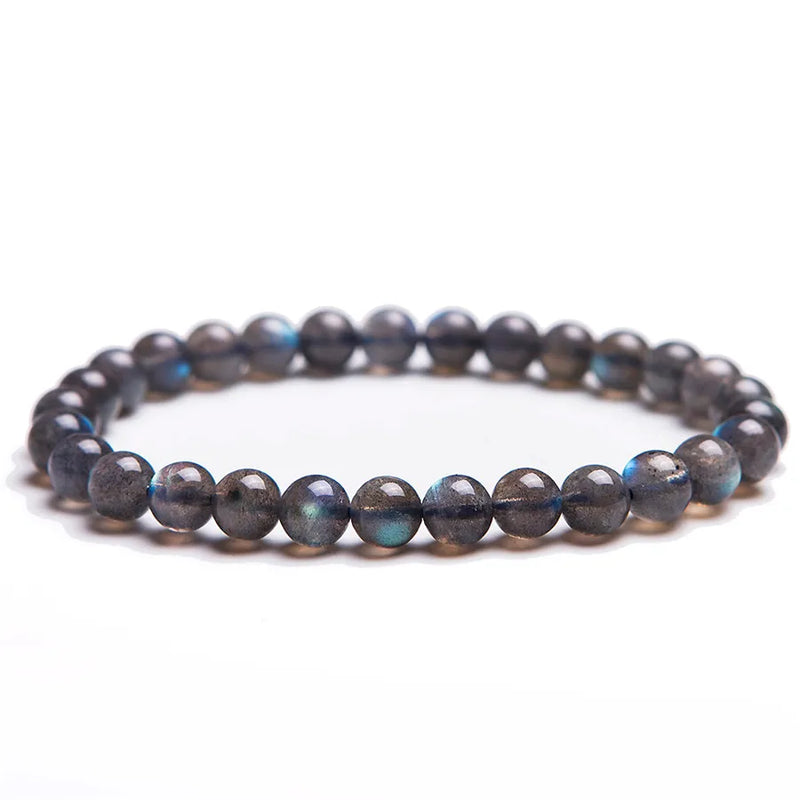 6mm Labradorite Gem Stone Bracelet Rainbow Lights