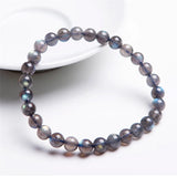 6mm Labradorite Gem Stone Bracelet Rainbow Lights