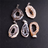6pcs Natural Agates Necklace Pendant Irregular Shape Stone Pendant