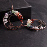 7 Chakra Quartz Copper Wrap Tree of Life Pendant