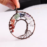 7 Chakra Quartz Copper Wrap Tree of Life Pendant