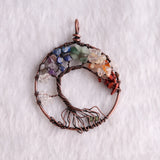 7 Chakra Quartz Copper Wrap Tree of Life Pendant