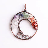 7 Chakra Quartz Copper Wrap Tree of Life Pendant