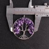 7 Chakra Quartz Wrap Tree of Life Pendant for Women