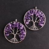 7 Chakra Quartz Wrap Tree of Life Pendant for Women