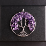7 Chakra Quartz Wrap Tree of Life Pendant for Women