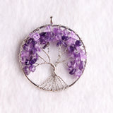 7 Chakra Quartz Wrap Tree of Life Pendant for Women