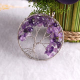 7 Chakra Quartz Wrap Tree of Life Pendant for Women