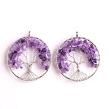 7 Chakra Quartz Wrap Tree of Life Pendant for Women