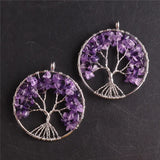 7 Chakra Quartz Wrap Tree of Life Pendant for Women