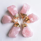 6pcs Natural Pink Quartz Stone Irregular Pendants for Jewelry Making