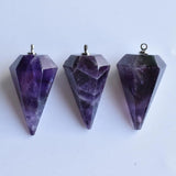 6pcs Natural Amethyst Pyramid Shape Pendants 18x36mm for Necklace