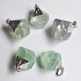 6pcs Natural Fluorite Stone Octahedron Pendants for Jewelry Making