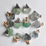 6pcs Natural Fluorite Stone Octahedron Pendants for Jewelry Making