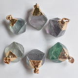 6pcs Natural Fluorite Stone Octahedron Pendants for Jewelry Making