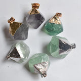 6pcs Natural Fluorite Stone Octahedron Pendants for Jewelry Making