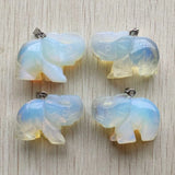 6pcs/lot Opal Stone Elephant Charms Pendants for Necklace Making