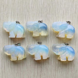 6pcs/lot Opal Stone Elephant Charms Pendants for Necklace Making
