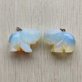 6pcs/lot Opal Stone Elephant Charms Pendants for Necklace Making