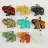 6pcs Assorted Natural Stone Elephant Pendants for Jewelry