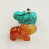6pcs Assorted Natural Stone Elephant Pendants for Jewelry