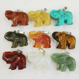 6pcs Assorted Natural Stone Elephant Pendants for Jewelry
