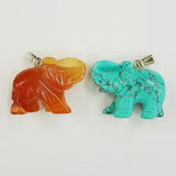 6pcs Assorted Natural Stone Elephant Pendants for Jewelry
