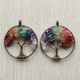 7 Chakra Stone Tree of Life Pendants - 6pcs/lot