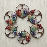7 Chakra Stone Tree of Life Pendants - 6pcs/lot