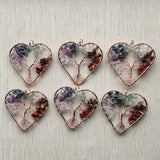 7 Chakras Stone Tree of Life Heart Pendants - 6pcs/lot