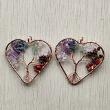 7 Chakras Stone Tree of Life Heart Pendants - 6pcs/lot