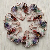 7 Chakras Stone Tree of Life Heart Pendants - 6pcs/lot