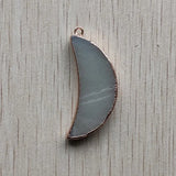 6pcs Natural Amazonite Stone Moon Pendants Gold-Plated for Jewelry Making