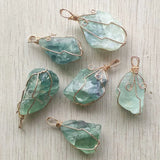 6pcs Natural Fluorite Stone Irregular Pendants for Jewelry Making