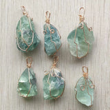 6pcs Natural Fluorite Stone Irregular Pendants for Jewelry Making