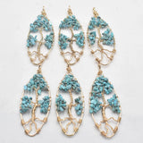 6pcs Turquoise Horse Eye Tree Life Pendant for Jewelry Making