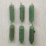 6pcs Natural Green Aventurine Arrow 7 Chakras Pendant for Necklace