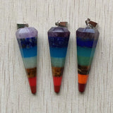 6pcs Natural Stone Rainbow Pyramid Shape Charm Pendants for Jewelry Making