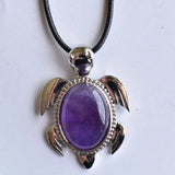 6pcs Amethyst Tiger Eye Stone Turtle Pendants for Necklace Making